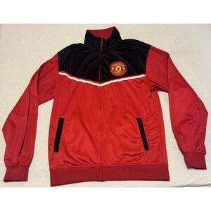 Manchester United Track Jacket Men’s Large Red Black Soccer Football Y2K